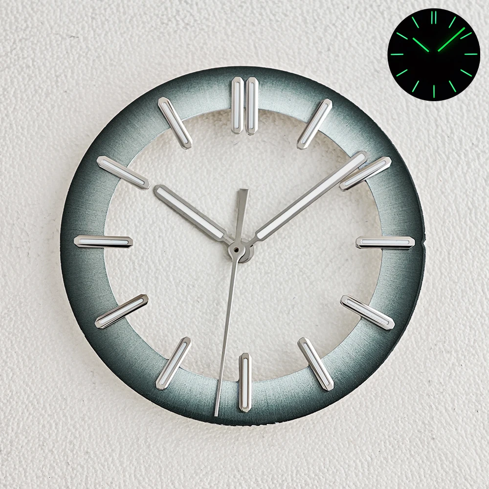 31.8mm Hollow Dial NH70 Dial For NH70 NH72 NH71 Movement No Logo Round  Skeleton Green Luminous Dial And Pointer Watch Parts