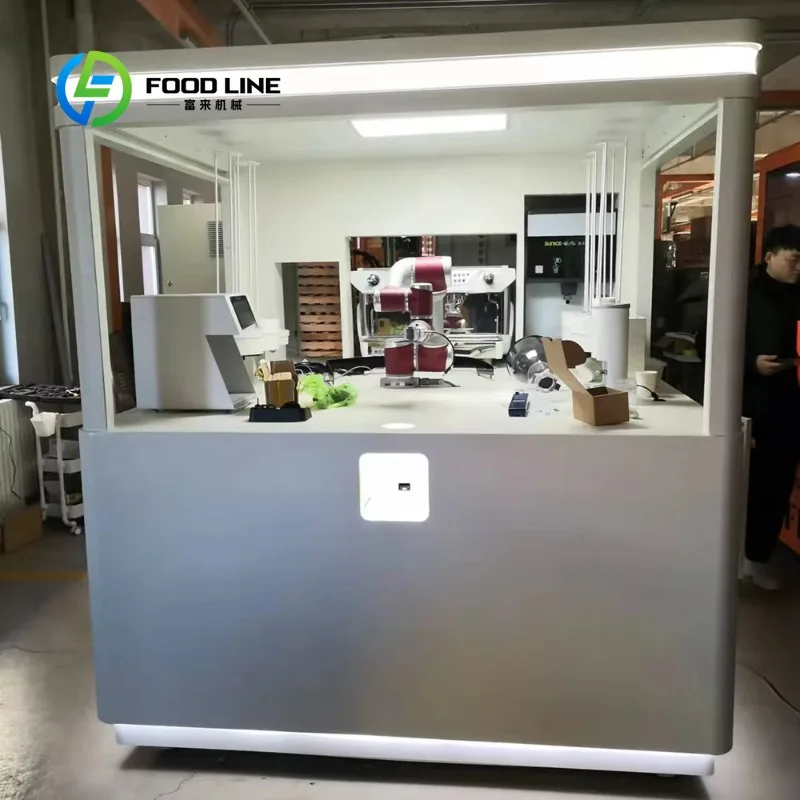 Customized Touch Screen Robot Barista Coffee Vending Kiosk Automatic 50s Serving WeChat Ali Pay Supported