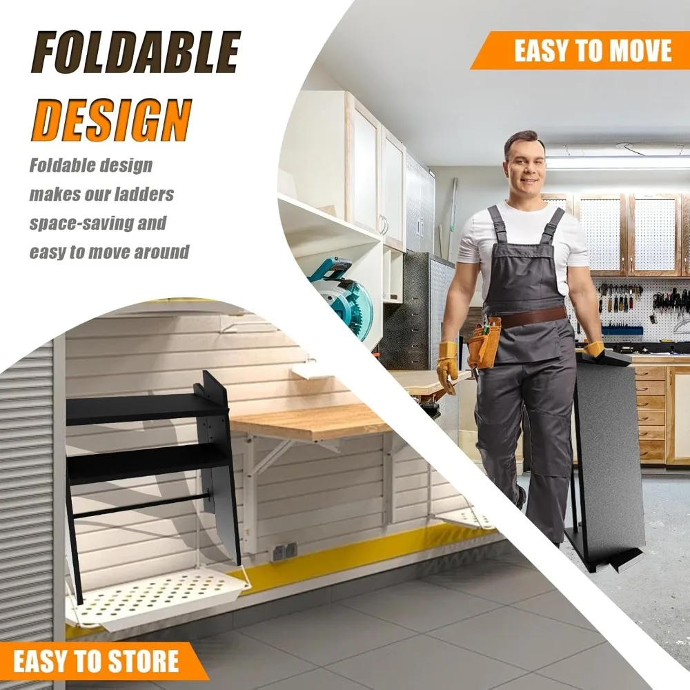 Step Ladder 2 Step Folding, Step Stool Foldable, RV Steps with Non Slip Feets, Max Load Capacity 660lbs Hot Tub Steps for Home,