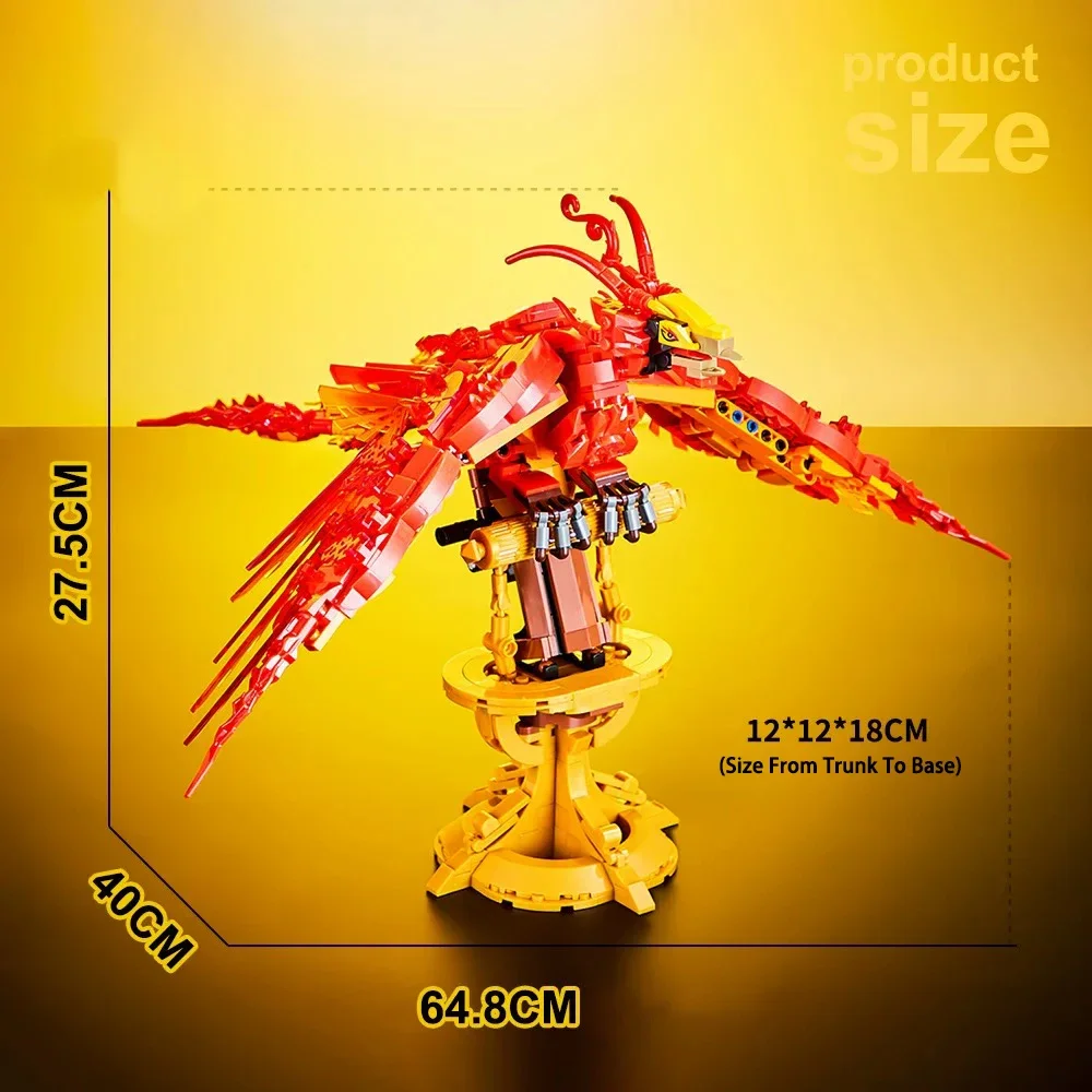 Ideeën Serie Mechanische Fire Phoenix Bouwsteen Creatieve Expert Dier Phoenix Vogel Model Baksteen Speelgoed Voor Kinderen Gift MOC