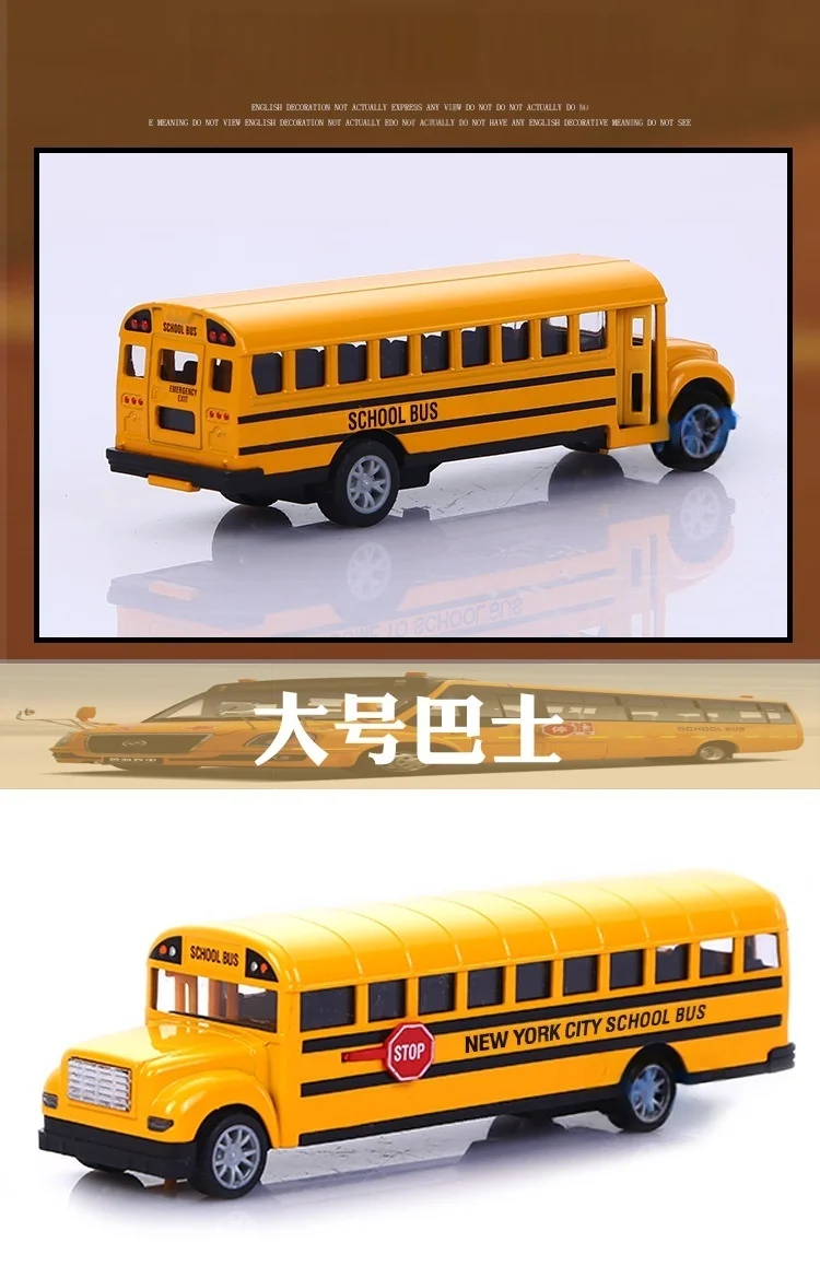 Jouets d'inertie de Bus scolaire en alliage de Simulation 1:16, modèle de voiture, jouets interactifs de voiture à retirer, Collection de voitures, cadeaux éducatifs pour garçons