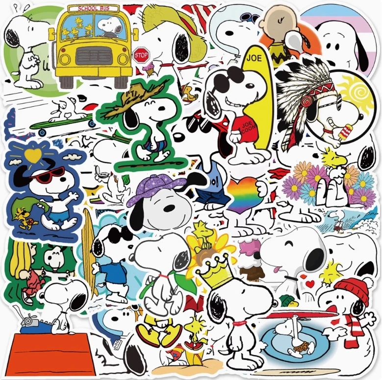 50/100/200/300pcs Various Cartoon Cute Snoopy Waterproof HD Stickers