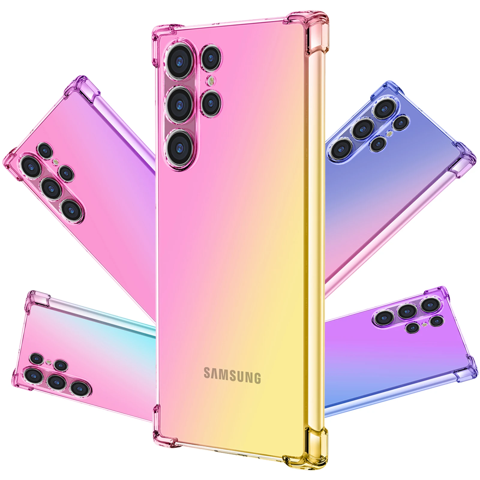 

For Samsung Galaxy S23 Ultra Plus S23 Pro A23 A23E M23 F23 Phone Case,Luxury Hybrid Cute Gradient Soft TPU Bumper Flexible Cover