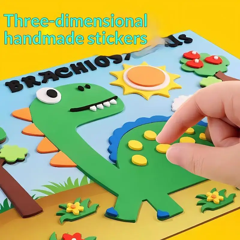 10Pcs 3D EVA Foam Sticker Puzzle DIY Cartoon Animal Craft Educational Toys for Kids Art Themed Birthday Party Supplies