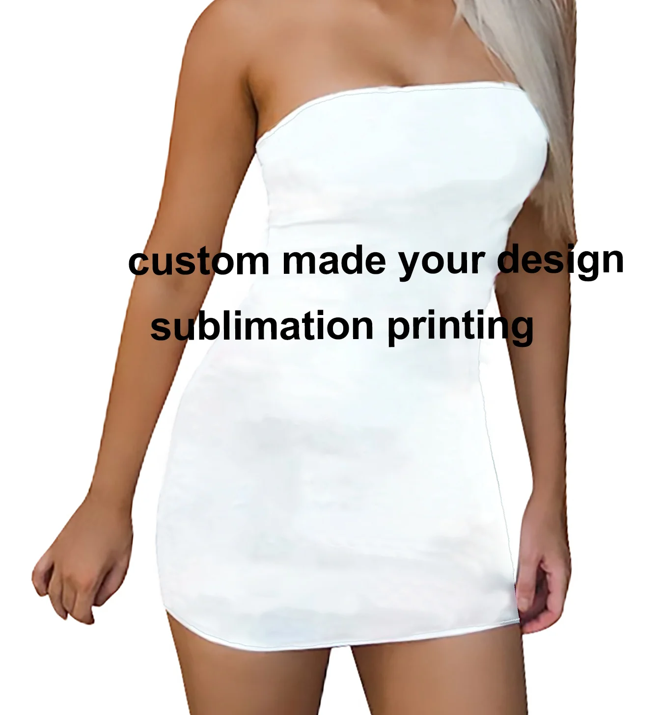 Summer Women Custom Made Your Design Sublimation Printing Bodycon Sundress Strapless Stretchy Sexy Off Shoulder Tube Dress