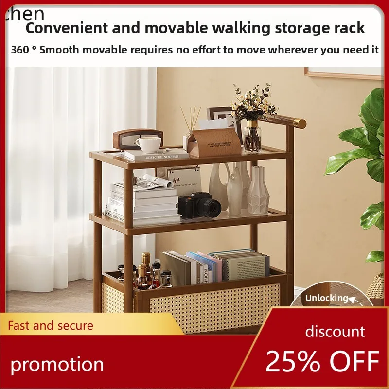ZMLtrolley snack rack retro movable push-pull coffee table living room sofa bedside table