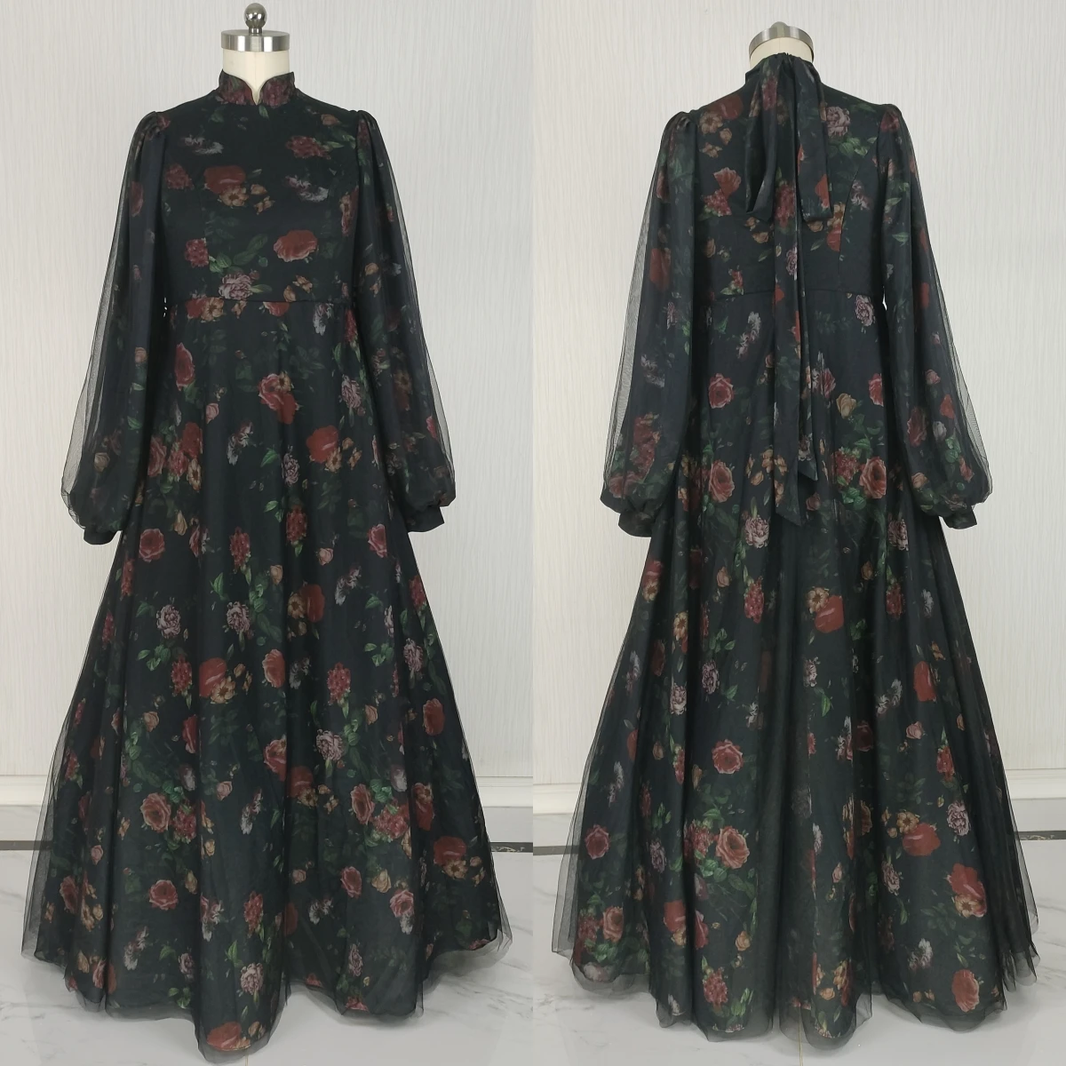 

Вечернее платье с настоящими фотографиями по индивидуальному заказу, мусульманское черное, скромное, с круглым вырезом, на молнии, трапециевидной формы, со складками, длиной до пола, большие размеры, женское вечернее платье B2294