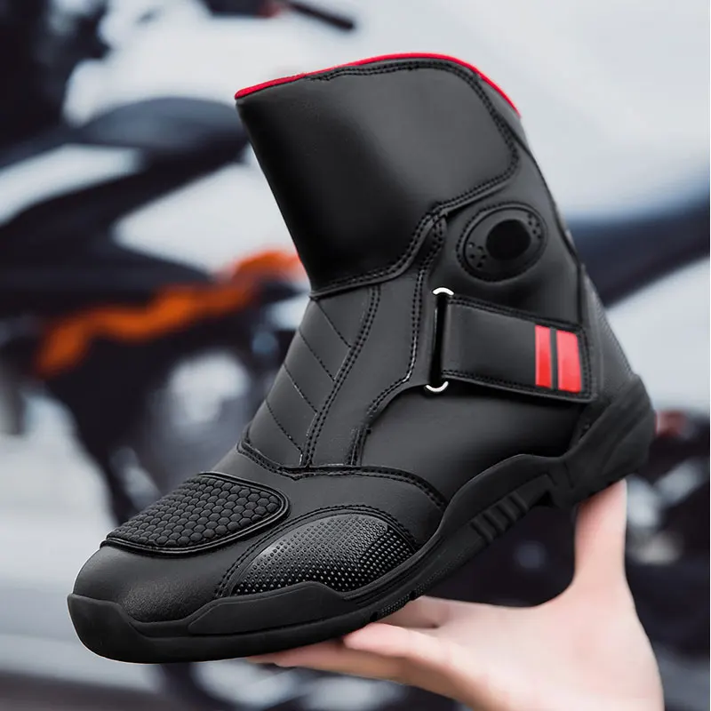 

2025 New Motorcycle Boots Microfiber Leather Waterproof Motocross Off-Road Racing Protective Boots Men's Motos Cycling Shoes
