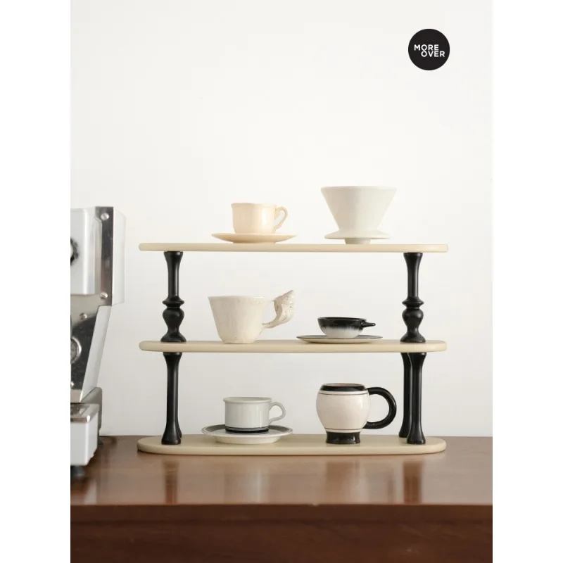 Moreover desktop retro multifunctional shelf ins wind table finishing solid wood cups perfume storage rack