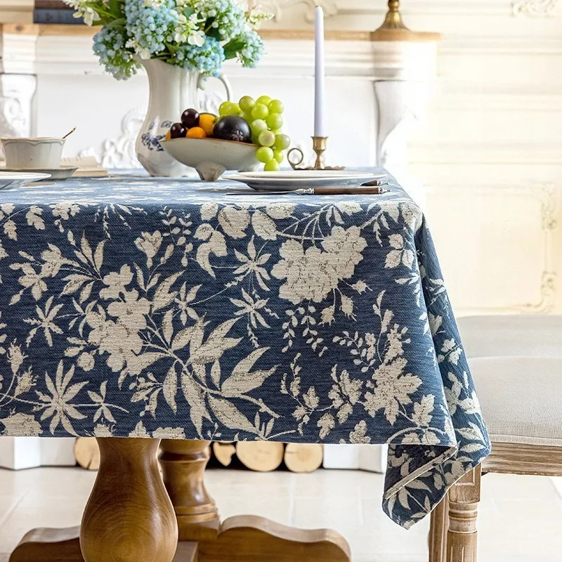 Tablecloth with Floral and Vintage Pattern for Decorative Purpose on Coffee Table, Ottoman Cover, and TV Cabinet Lid.