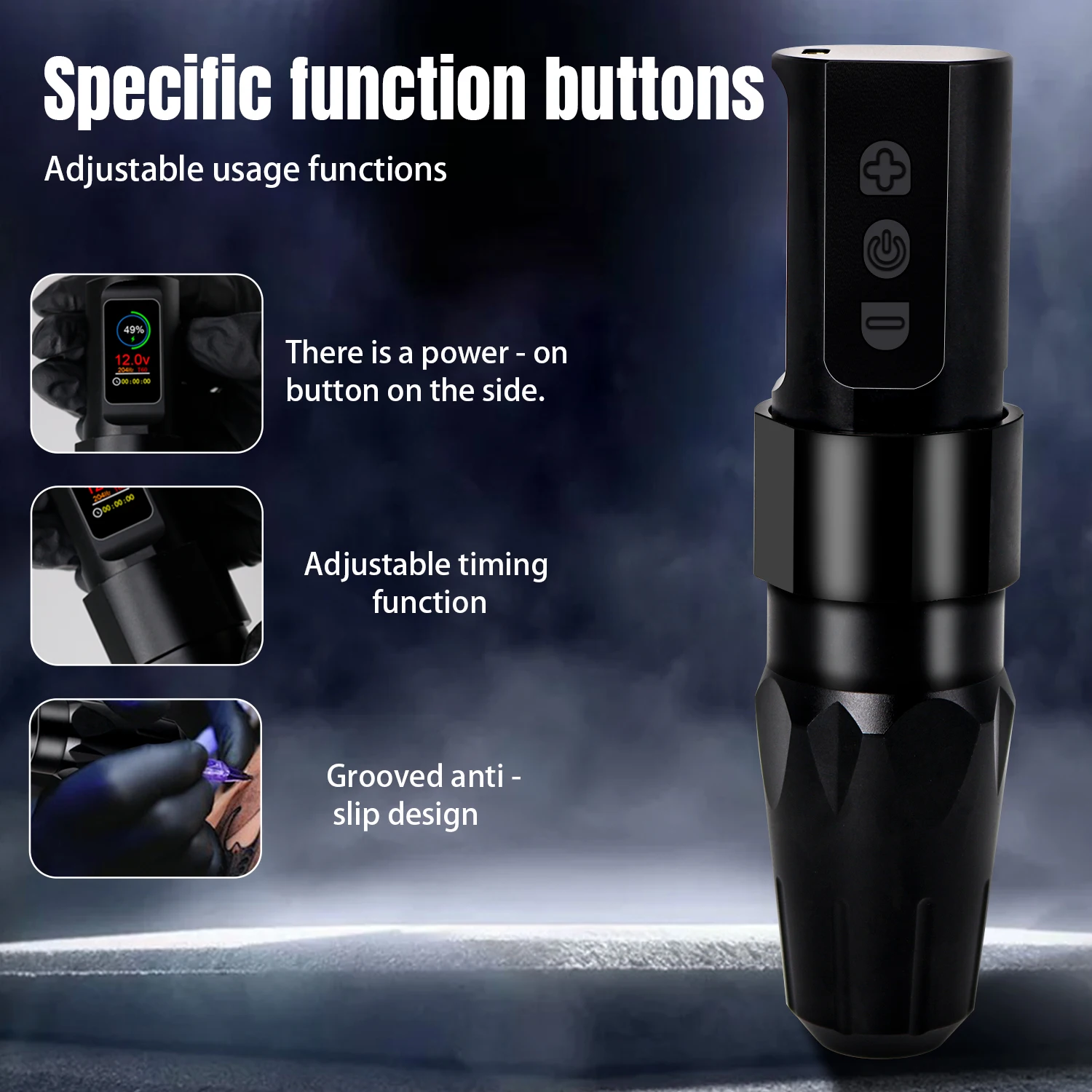 Wireless Rotary Tattoo Pen 4.0mm Stroke 6500RPM Digital Display 1000mAh Rotary Tattoo Machine Professional Tattoo Accessories