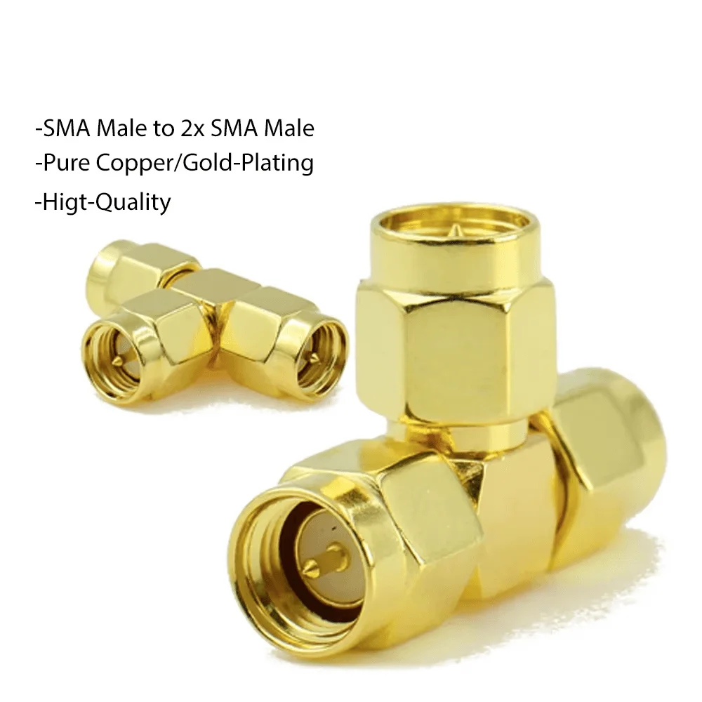 1 PCS SMA Adaptador de 3 vias SMA Macho para Dual 2 SMA Fêmea Divisor "T" Tipo Adaptadores de conector
