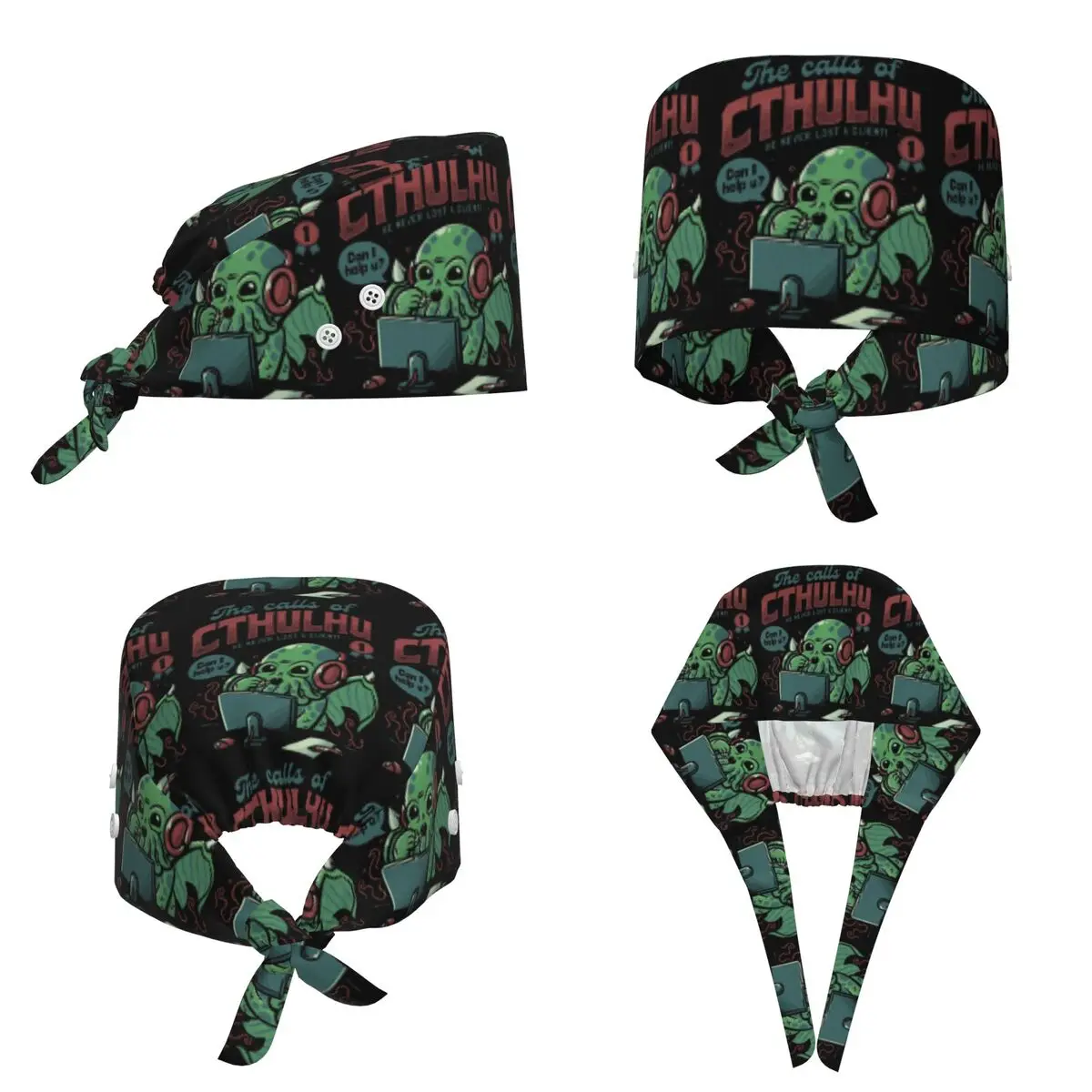 The Calls Of Cthulhu Horror Monster Scrub Hat Doctor Working Surgical Cap Men Women Adjustable Nursing Caps for Dentist