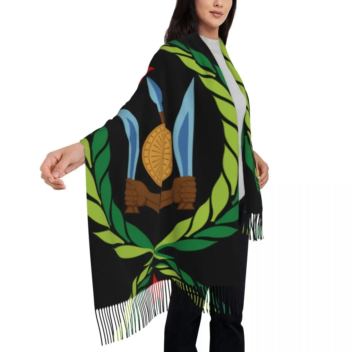 Emblem Of Djibouti Women's Pashmina Shawl Wraps Fringe Scarf Long Large 