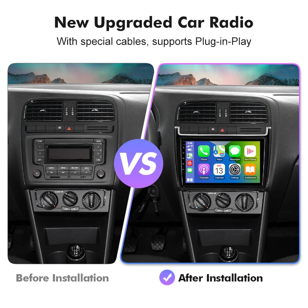 2026 New! QLED Android 14 Car Radio For VW/Volkswagen/POLO MK5 Sedan Car Multimedia 2 DIN Camera DSP CarPlay Android Auto 8Core