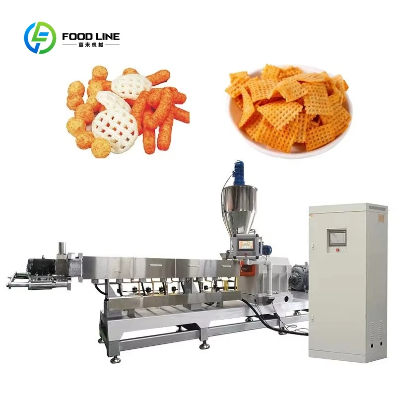Customized Twin Screws Inflated / Inflating Snack Food Extruder Maize Puff Snacks Corn Flakes Food Extruder