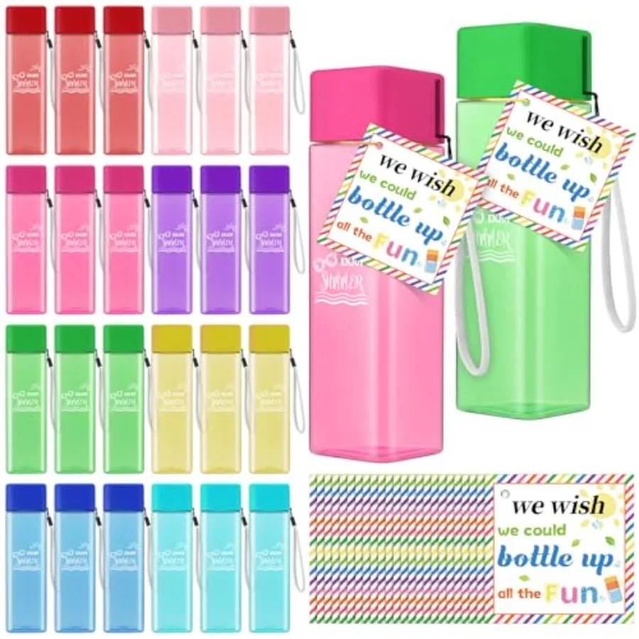 

24 sets End of the Year Gifts bulk 17 oz Plastic reusable Water Bottles Bulk Summer Colorful Party Favors Enjoy Summer Graduati