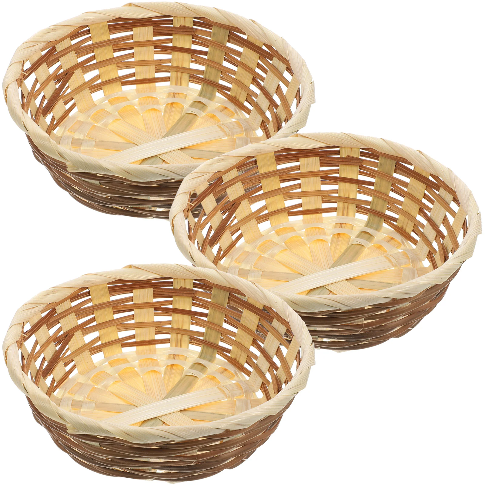 

3 Pcs Bamboo Woven Fruit Baskets Handmade Storage Containers for Desserts Tea Party Home Decor Safe Practical Kitchen