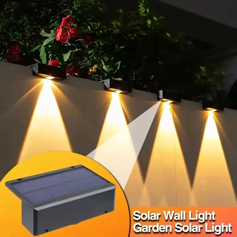 

Светодиодный солнечный настенный светильник, уличный водонепроницаемый светильник для забора, ультрасильный прожектор для садового забора или наружной стены