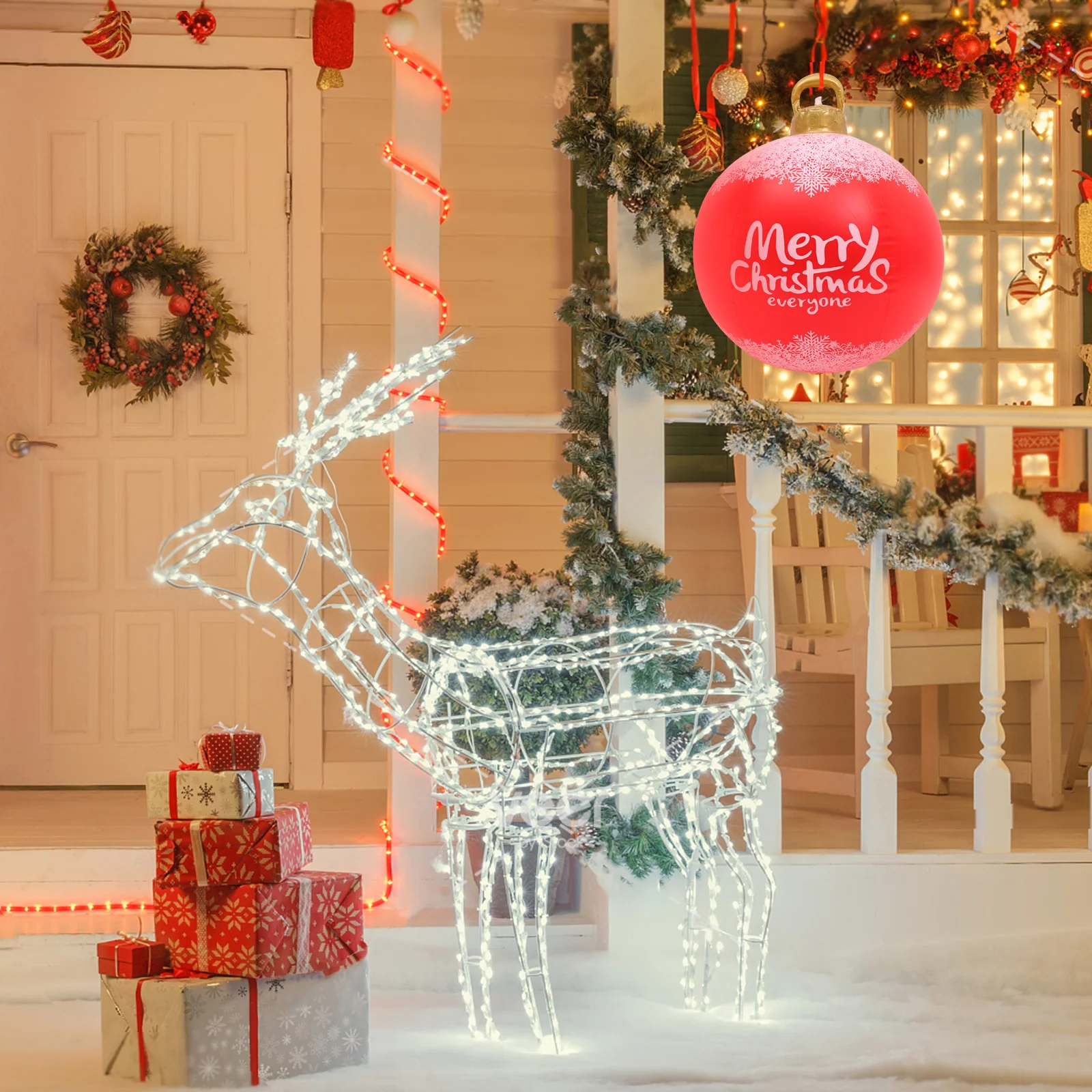 

Inflatable LED Glowing Christmas Ball PVC Decoration for Garden Patio Yard Outdoor Xmas Party Decor Christmas Inflatable