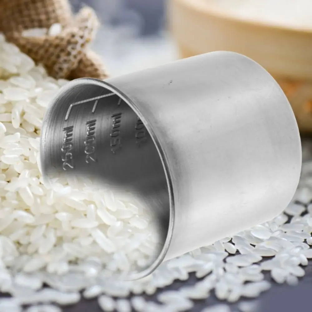 250/350ML Stainless Steel Measuring Cup with Scale Anti-fall Rice Container Cups Rustproof Baking Container Laboratory