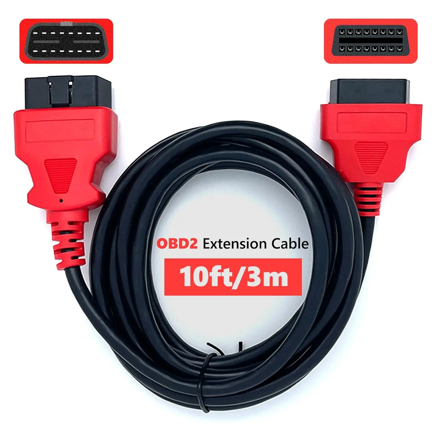 OBD2 Extension Cable Ultra-Long 10ft/3m 16ft/5m 33ft/10m 16-Pin OBDII Male to Female Extension Cord Diagnostic Extender Adapter