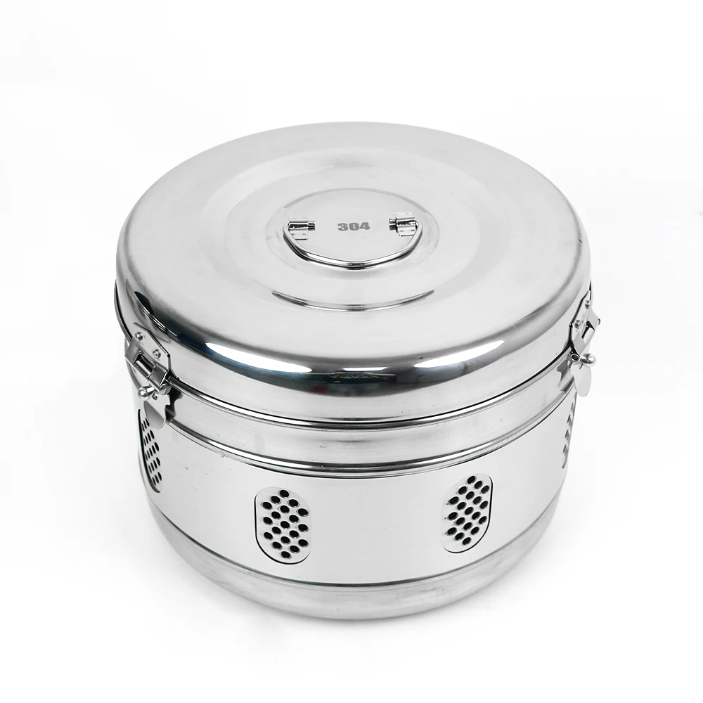 Hospital Medical Equipment Stainless Steel Surgical Instrument Gauze Can Stretchable Disinfection Circular Storage Bucket Tank