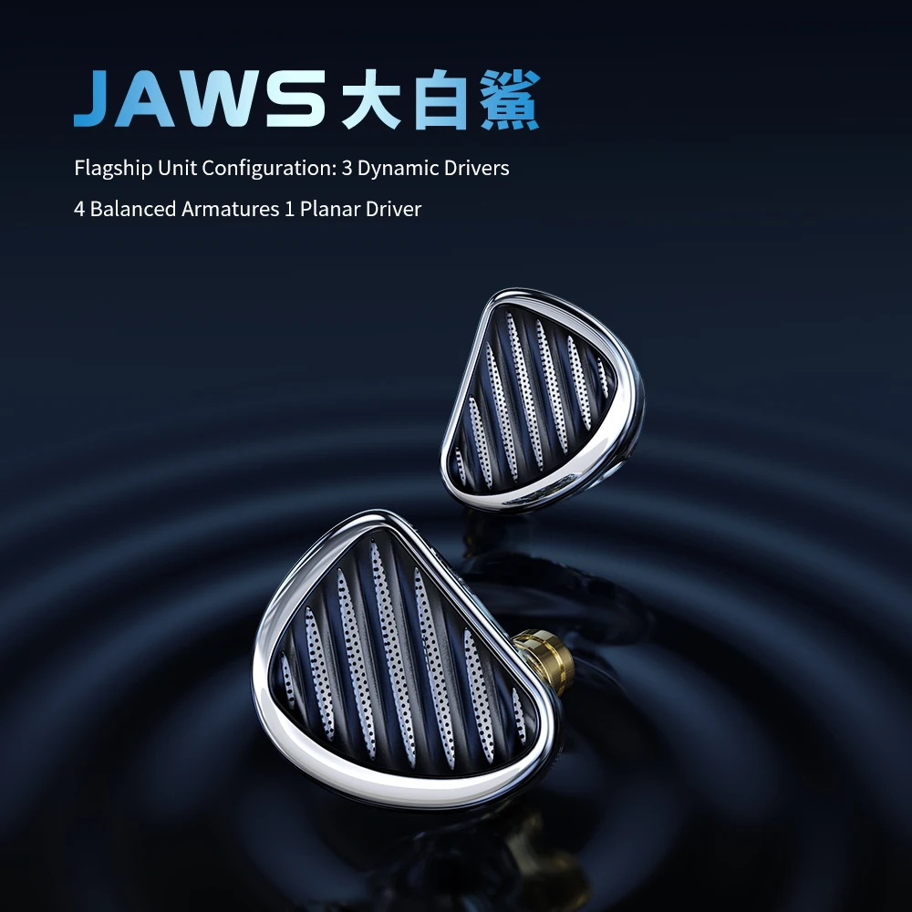 TRN JAWS 3 DD+4 BA+1 Planar Driver Earphone with High-Purity Silver-Plated Oxygen-Free Copper Cable