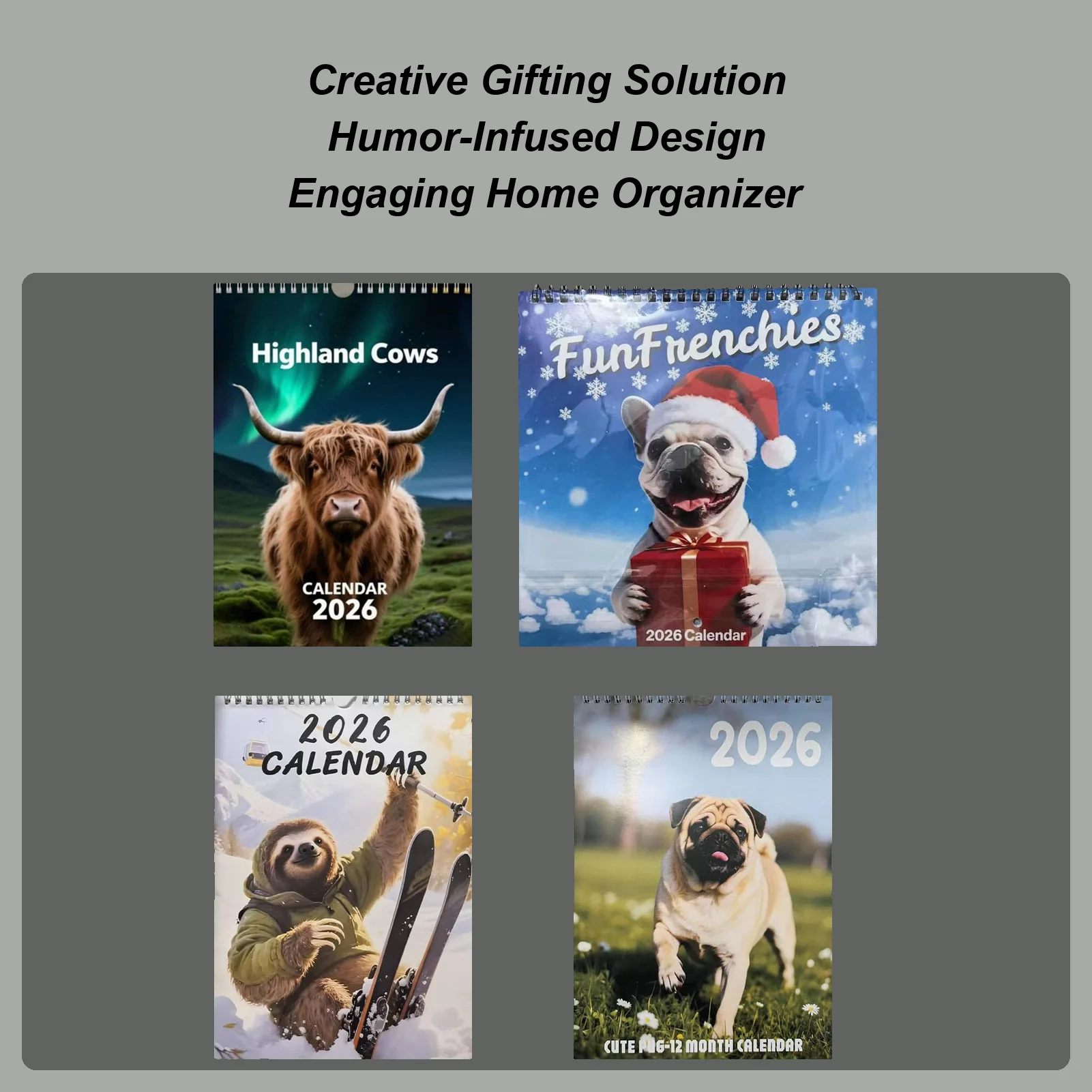 

Настенный календарь на 2026 года, горная корова/хабдог/Рождественская собака/лендарь с полосками, ежемесячный планировщик с рождественскими животными, календарь из плотной бумаги