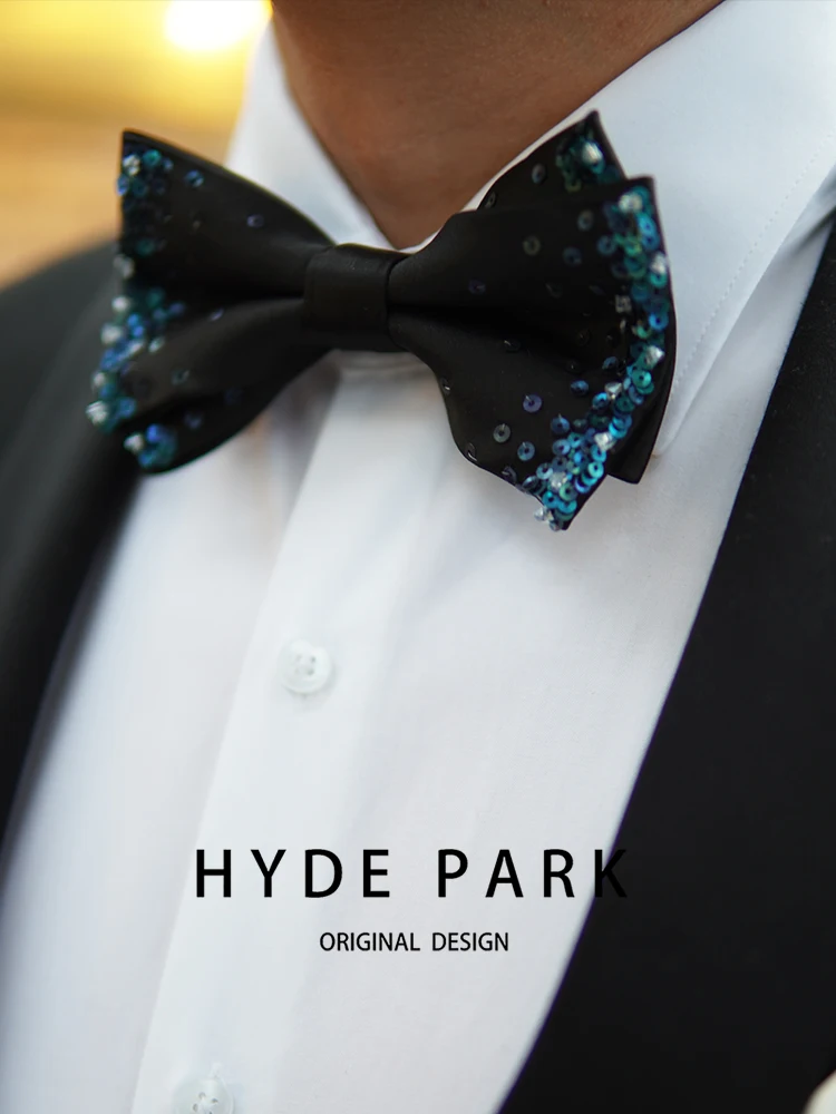 High quality pearl studded dress accessories with double layered bow tie black collar bow