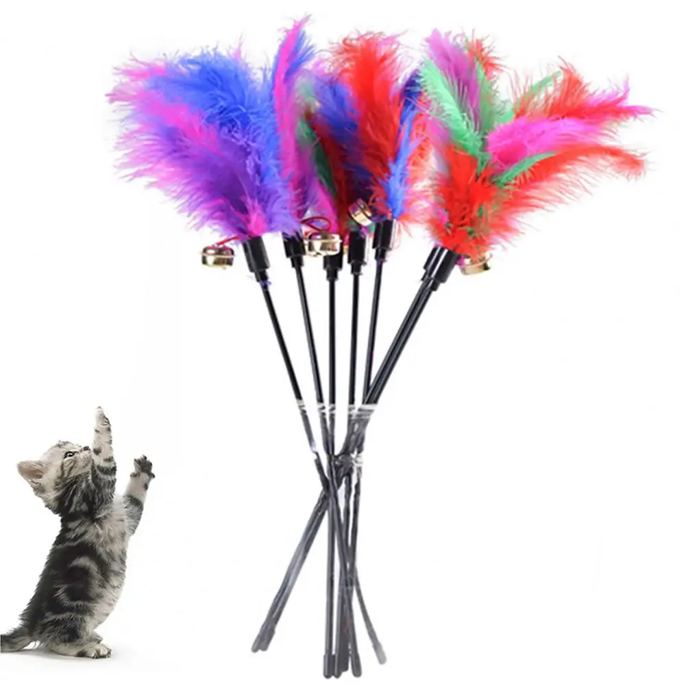 Kitten Plastic Rod  Funny Pet Cats Kitten Training Wand  Multicolor Cat Teaser