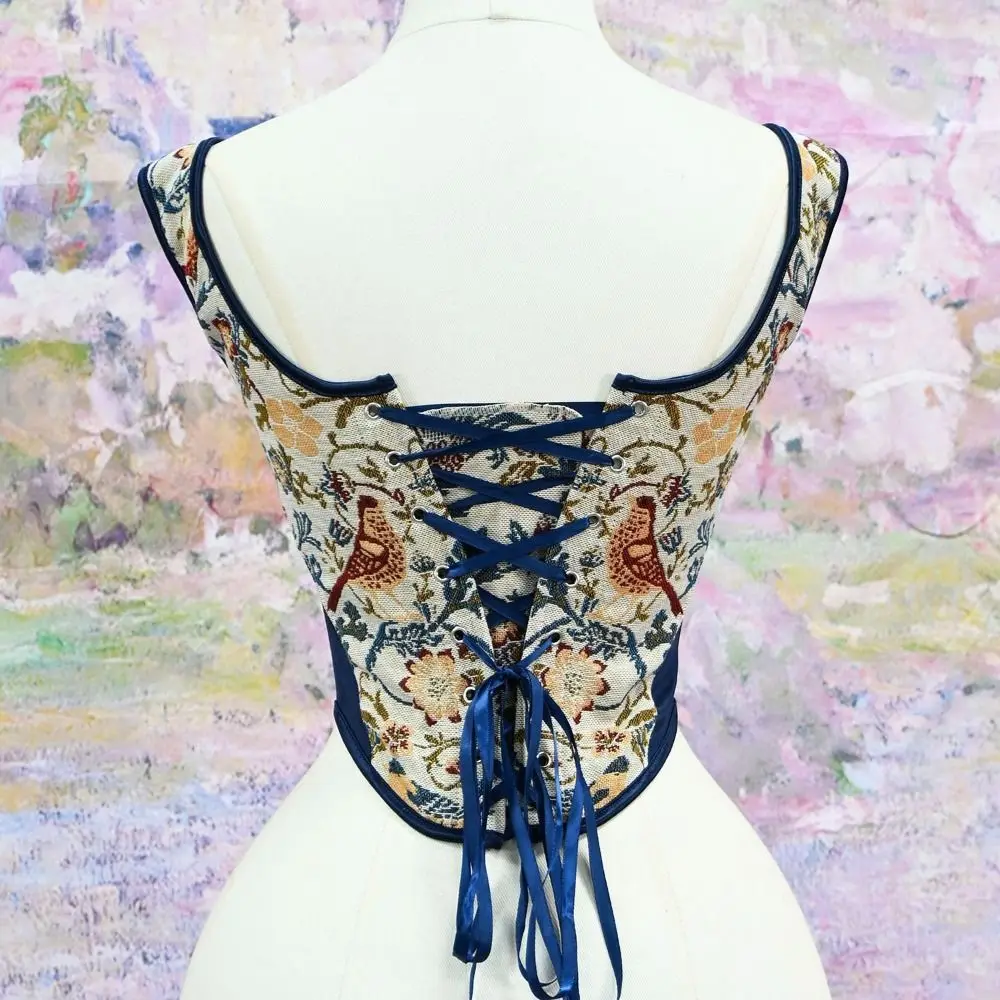 Luxury Lace Up Women Corset Flower Embroidery Shapewear Body Shaper Bustier Push Up Decorative Waist Trainer Bridal