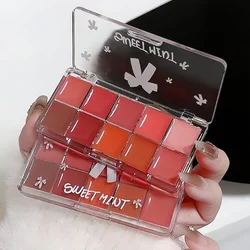 Jelly Lip Gloss Ten Color Toned Lip Frozen Plate Red Lip Glaze Palette Moisturizing Lipstick Long Lasting High color rendering