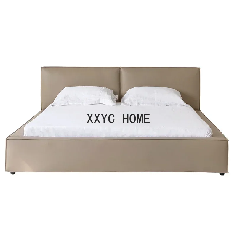Green Leather/Genuine Leather Light Luxury Double Bed 1.8 M Big Bed/Modern Minimalist Style