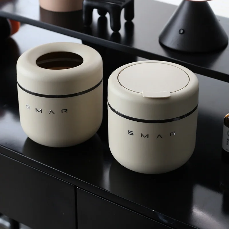 

Desktop trash can cute small high value 2023 new mini home desk office desk creative cover