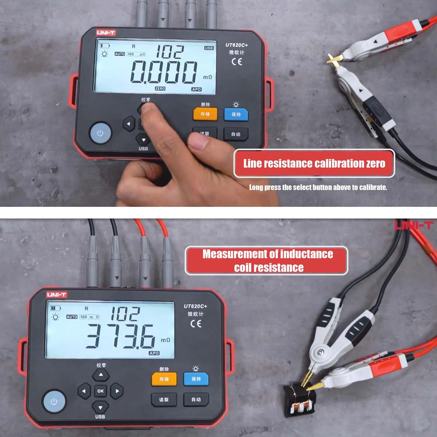 UNI-T UT620C Plus Micro ohmímetro DC probador de baja resistencia 0.001mΩ ~ 300.0kΩ rango automático y Manual medidor de ohmios Digital profesional