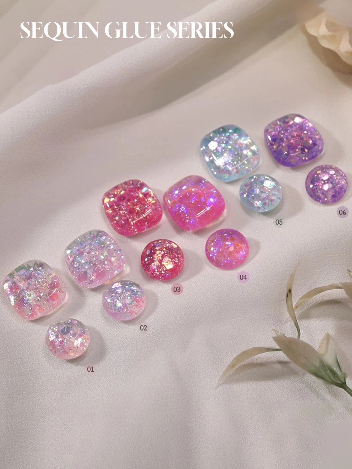 6PCS 2025 New Trendy Nail Art Fashion Phototherapy Sparkling Candy Hexagonal Fine Glitter Crushed Diamond Transparent NailPolish