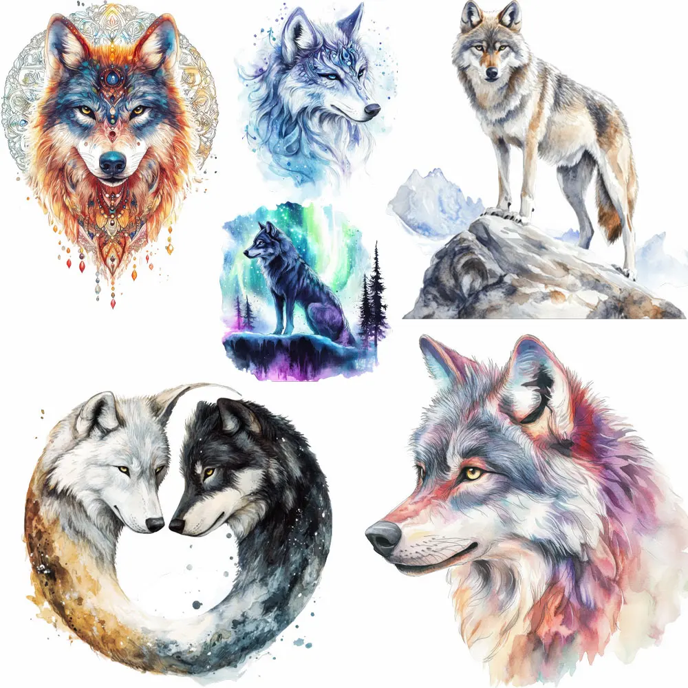 Утюг-Вовк-Термопереводные-нашивки-для-футболок-diy-Лесной-Волк-Животные-Теплопередача-для-детей-Наклейки-на-одежду