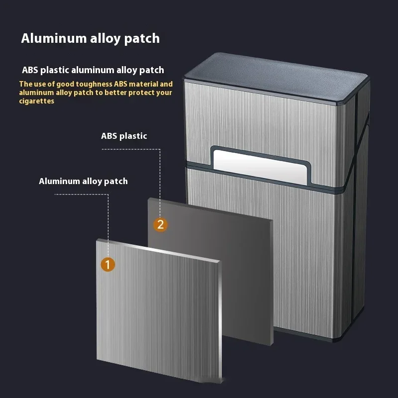 携帯用スリムアルミ製タバコケース、レギュラーキングサイズ、プラスチック製シガータバコホルダーボックス、収納容器、喫煙アクセサリー