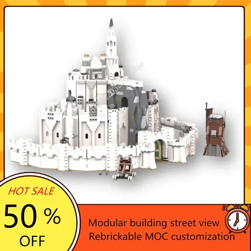 4337PCS MOC the White City Medieval Castle  Model Kit StreetView Puzzle Set Architecture Birthdayal Assembly Toy Christmas Gift