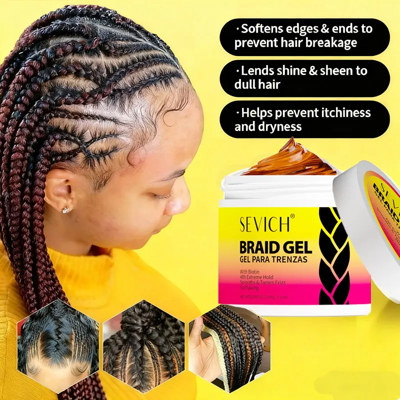 

2025 Long Lasting Styling Braiding Gel Natural No Greasy Edge Control Frizz Flyaway Wax Loc Twist Braiding Cream Hair Wax Pomade