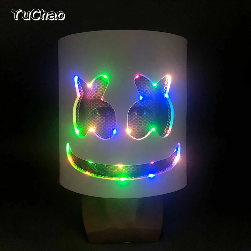 Hot LED Luminous Marshmallow Headgear Costume Festival Cosplay DJ Party Decoration Concert Music Bars Night Club Mask