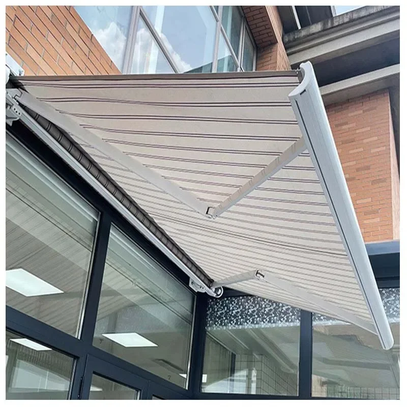 Outdoor Folding Awning Full Cassette Sunshade Motorized Aluminum Outdoor Canopy Retractable Patio Awning