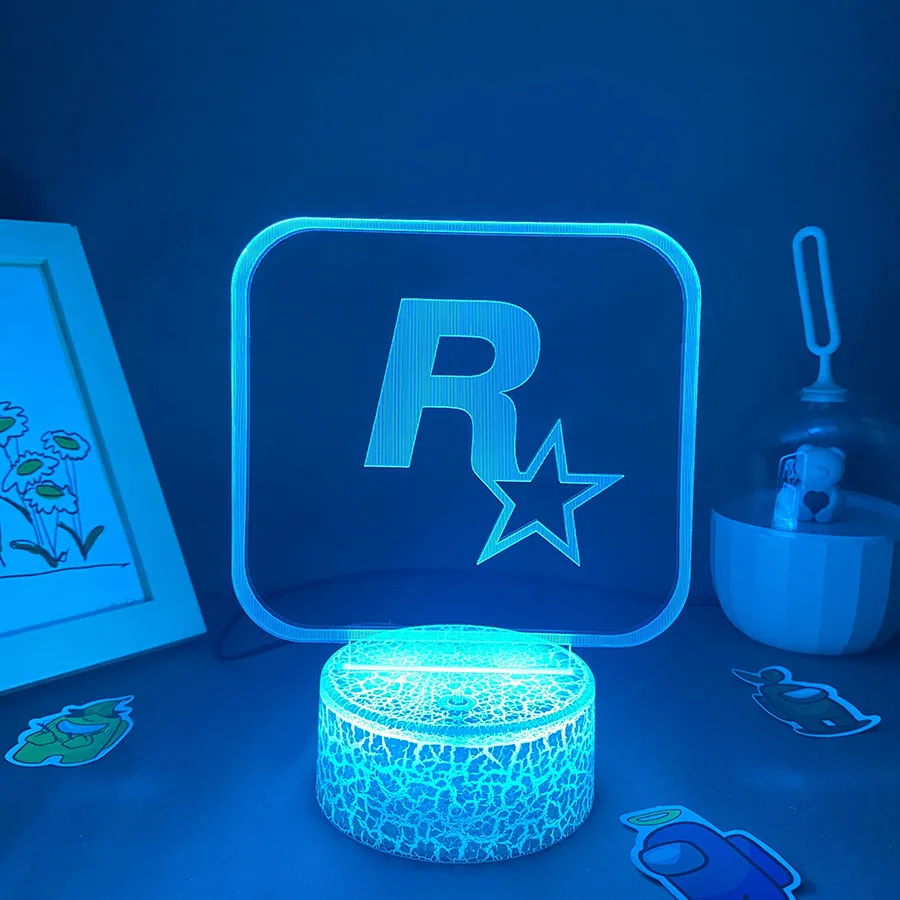 Grand Theft Auto V Game LOGO Rockstar 3D Lava Lamp Led Night Lights Birthday Cool Gift For Friend Gaming Room Table Mark Decor