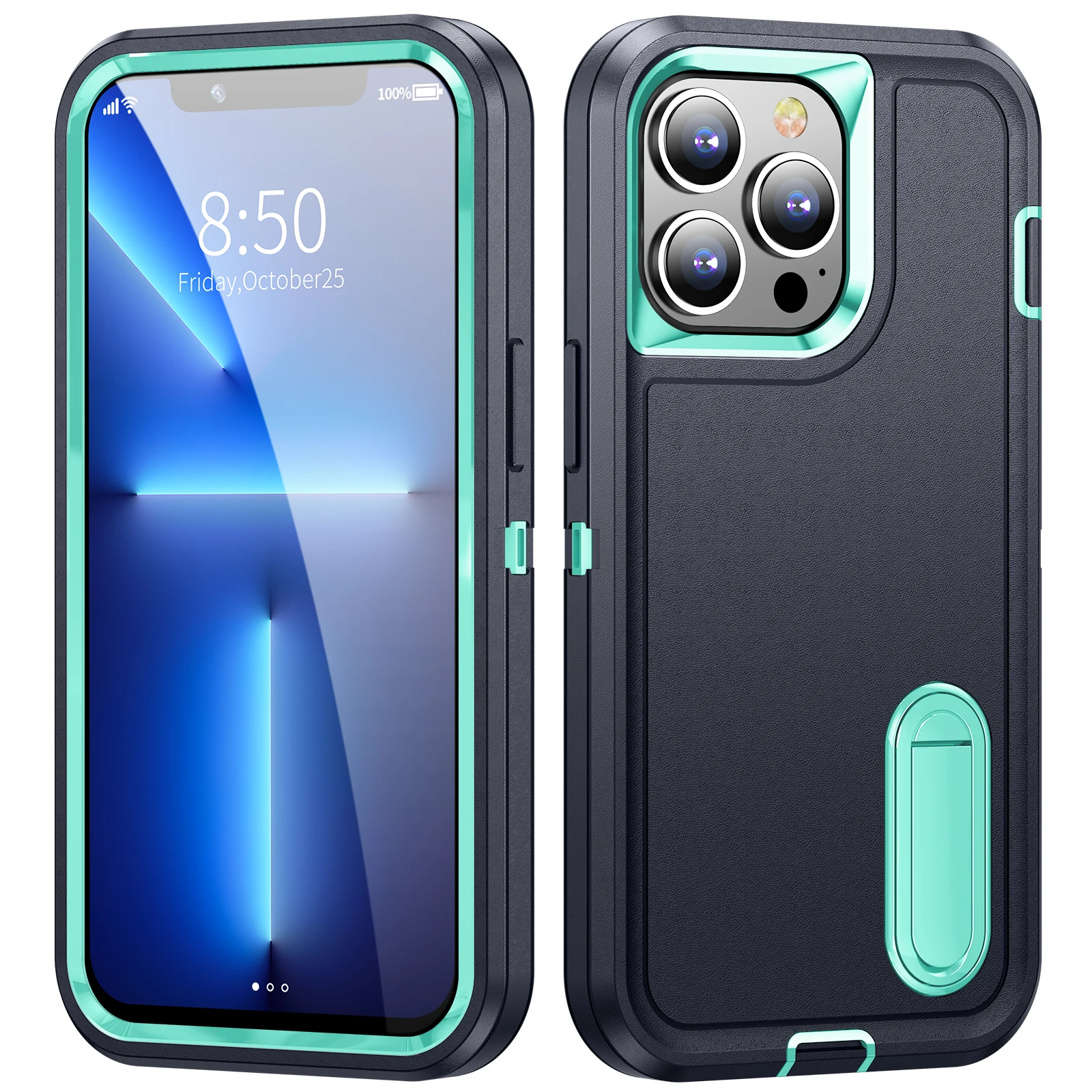 PKCASE Heavy Armor Shockproof Case For iPhone 16 15 14 Plus 13 12 Pro Max Metal Bracket Phone Cover For iPhone 11 Pro