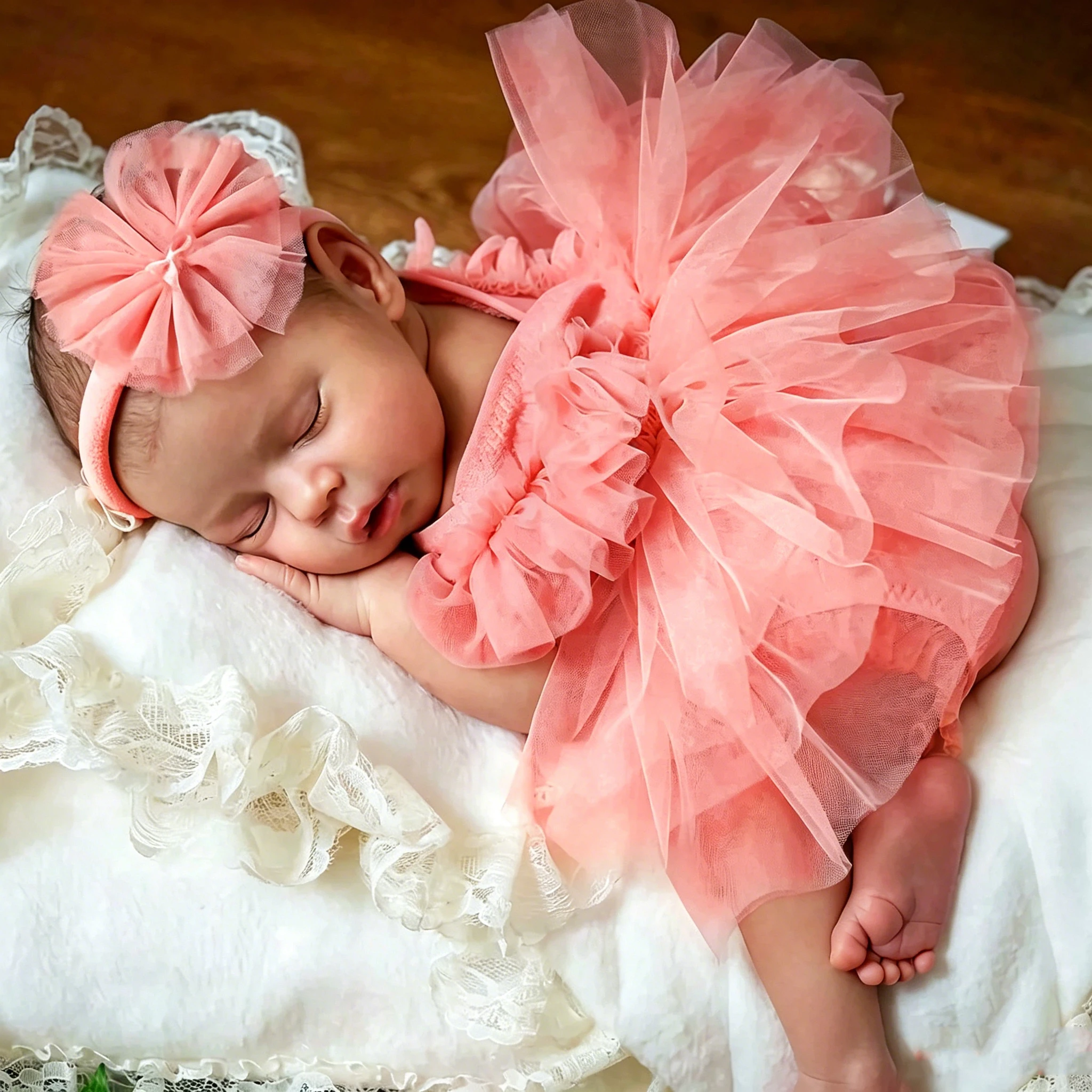 Ylsteed-ropa para fotografía de recién nacidos, vestido tutú para bebé + conjunto de diadema de 0 a 3 meses, mono de tul suave, disfraz de princesa, ropa para sesión de fotos
