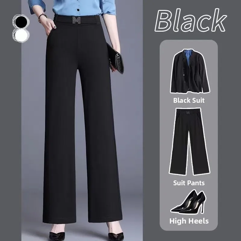 

Женские брюки Bla с высокой талией, прямые, широкие, струящиеся, для коррекции фигуры, весна-осень, новинка, модные повседневные брюки