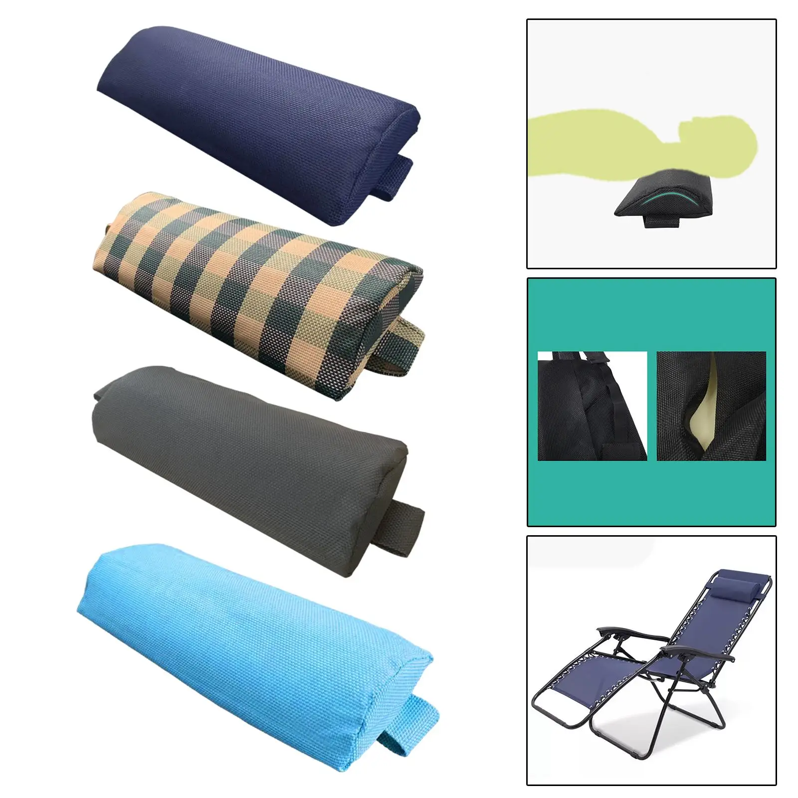 Comfortable Head Cushion Pad Recliner Head Pillow Replacement Neck Support for Folding Lounger Garden Picnics Patio Headrest
