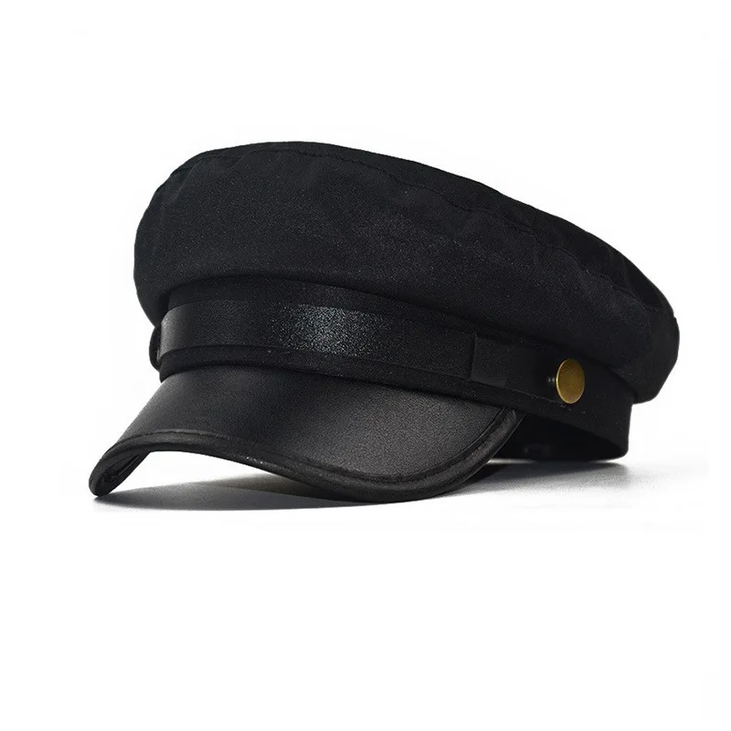Zhongshan Suit Hat ,May Fourth Youth Suit Flat Top Newsboy Caps for Men and Women Stage Cap Black