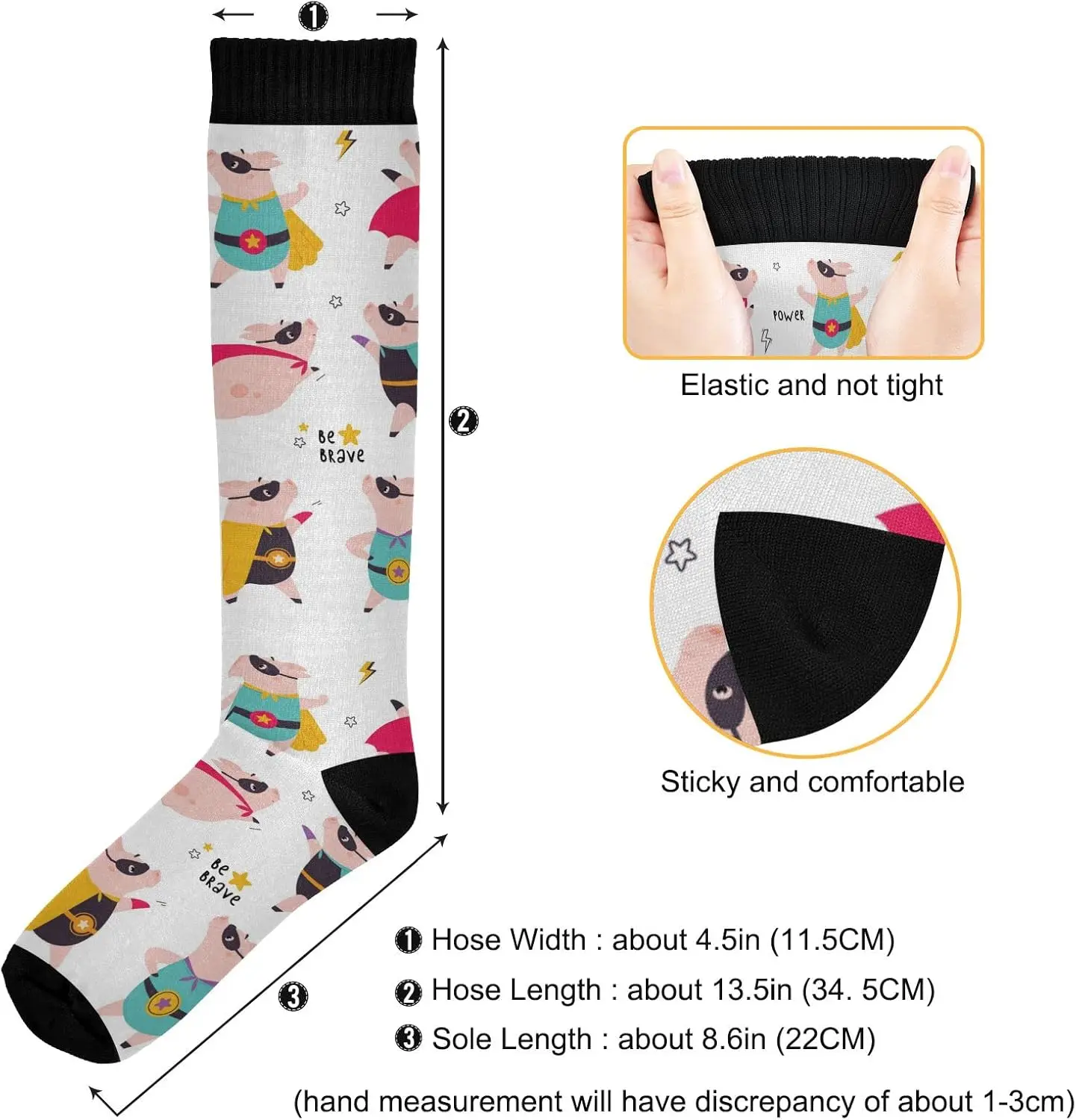 جوارب ضغط للأبطال الخارقين من كارتون خنزير للنساء والرجال، جوارب طويلة للجري الرياضي